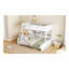 Lit simple superposé au-dessus de grand lit simple avec armoires de rangement et ports USB, blanc antique-175922998-175922996