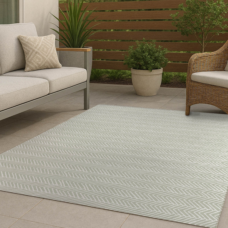 Tapis d'extérieur à motif de chevrons antidérapant, Rectangulaire 2 pi x 3 pi