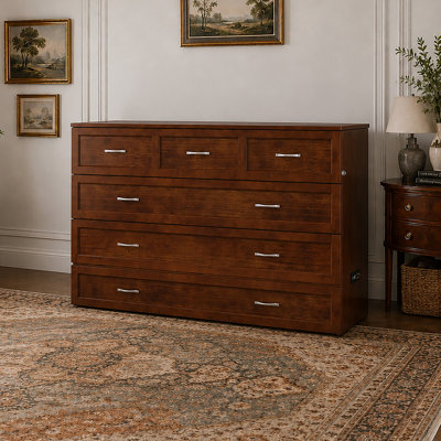 Andriena Murphy Bed Chest with 6" Mattress, Storage & Built-in Charger