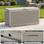 PawsomePad 100 gallons Boîte de rangement extérieure, contenant de terrasse en résine imperméable avec couvercle verrouillable, organisateur de patio pour coussins et outils de jardin, gris-130917209