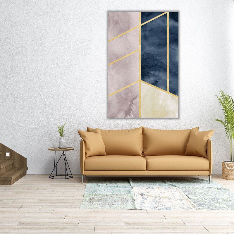 «Watercolor Abstract with Gold», reproduction d'art sur toile, H 30 po x l 20 po