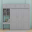 Grand lit escamotable mural avec bureau, armoire supérieure et tablettes-386891149-386891148