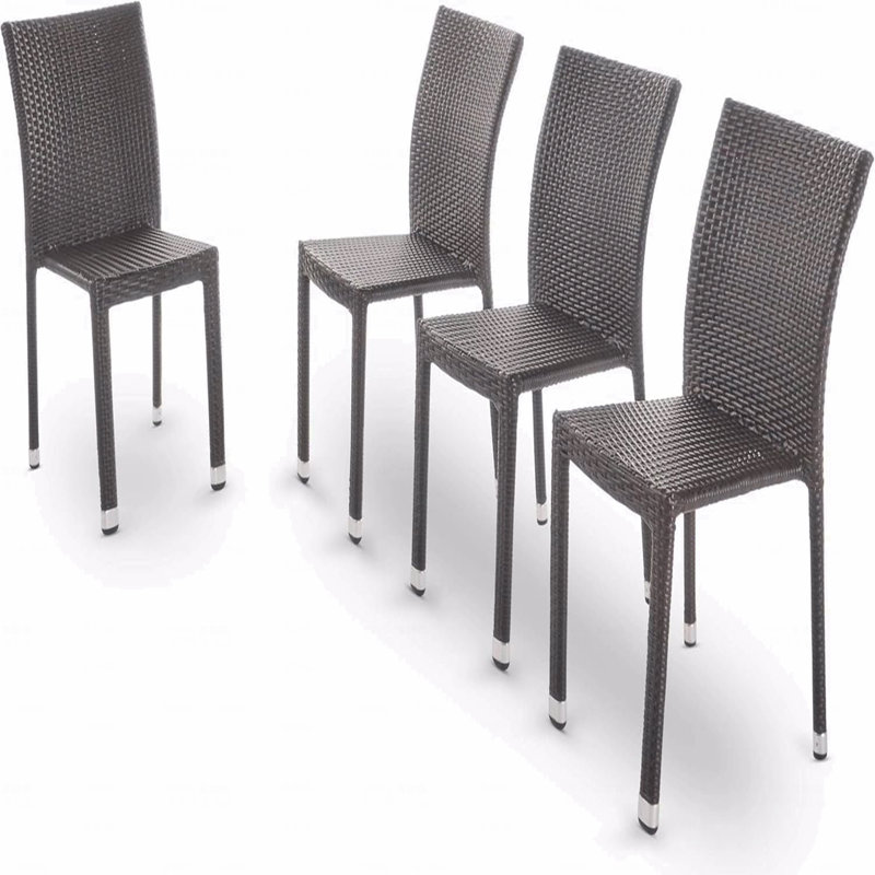 Chaise en rotin d'extérieur sans accoudoirs, structure en aluminium