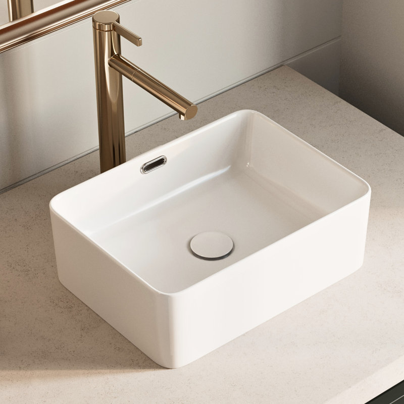 Lavabo vasque rectangulaire avec trop-plein Los Flexi - Céramique blanche au-dessus du comptoir pour les petites salles de bain