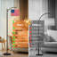 Lampe sur pied à arc avec abat-jour ajustable Drapeau américain Rayures rouges Étoiles Mur de briques Lampe sur pied Jour de l'Indépendence 3 températures de couleur à intensité variable Grand mât avec interrupteur au pied pour la chambre à coucher