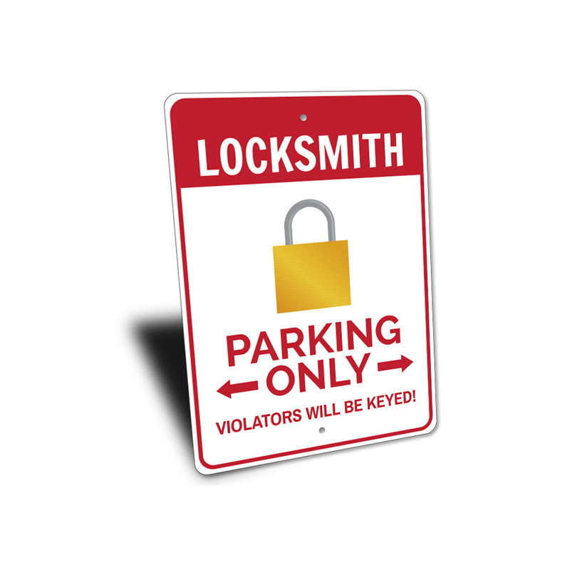 Enseigne en aluminium Locksmith, H 10 po x l 14 po x P 0,04 po