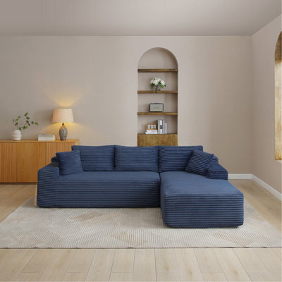 Canapé modulaire de 105 po, canapé modulaire Cloud avec assise profonde, canapé modulaire moderne en L avec méridienne, fauteuils rembourrés pour la chambre du salon, sans assemblage, (BLEU)