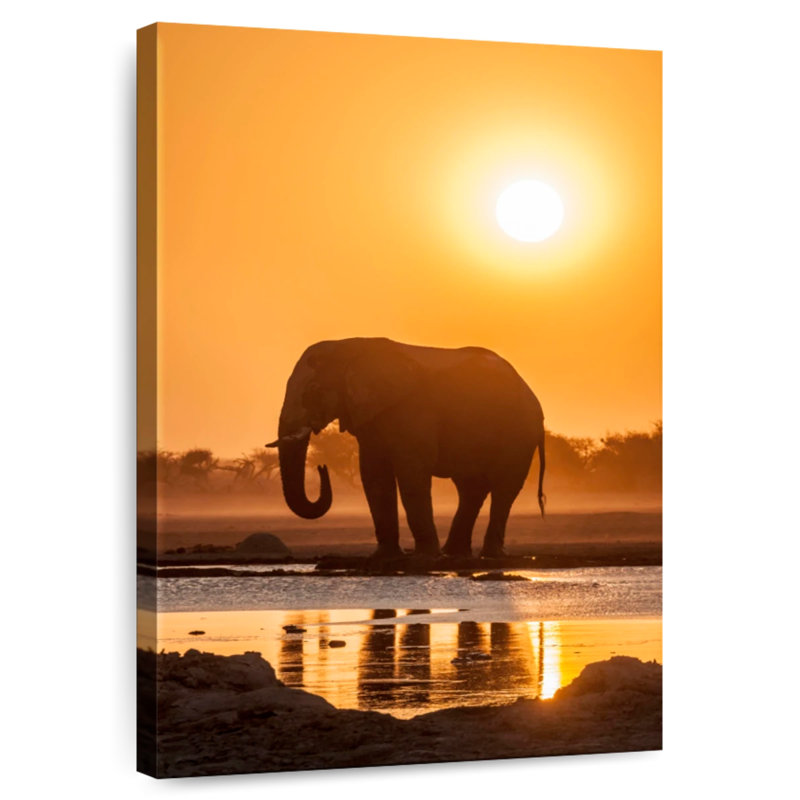 Brampt African Elephant At Sunset, 12" H x 8" W