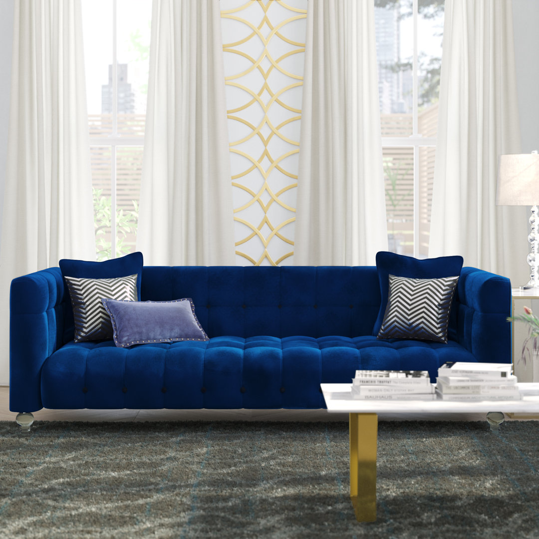 Doyon 90.6'' Velvet Sofa Willa Arlo™ Interiors Upholstery Color: Navy Velvet