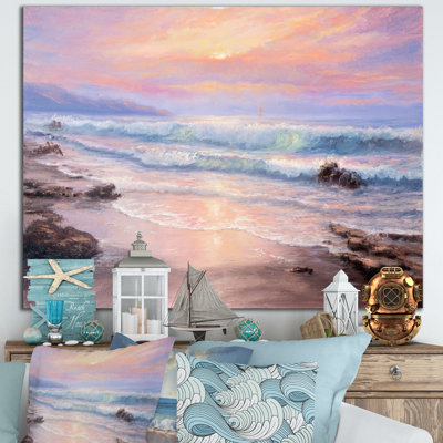 " Pastel Purple Sunset Over Incoming Ocean I "