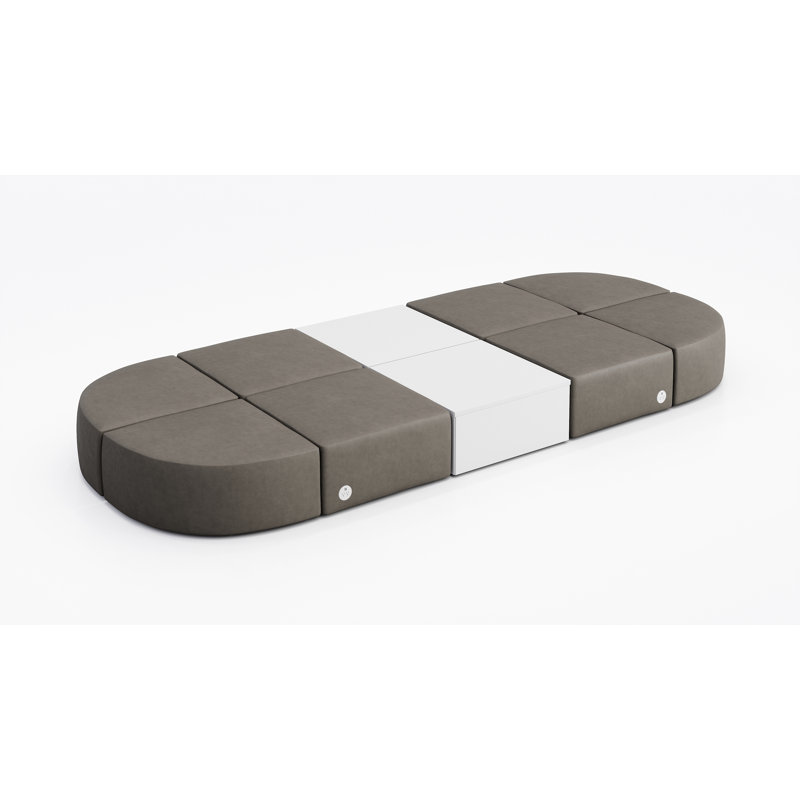 Siège modulaire pour 8 personnes avec table d'appoint en vinyle, avec prise de courant, Tempête