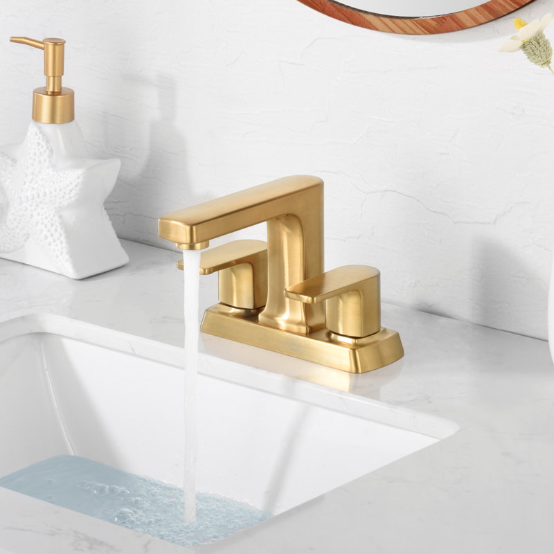 Dean Collection Two-Handle Centerset Bathroom Faucet with Drain Assembly - Brushed Gold, Brushed Gold