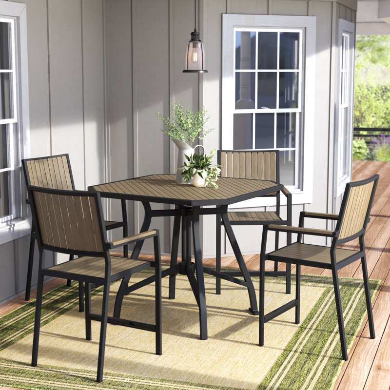 Limetta 4 - Person Patio Dining Set Umbrella Hole Included Square Table