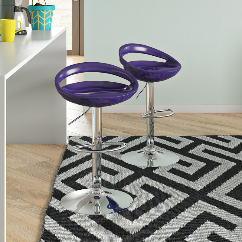 Basham Swivel Adjustable Height Counter Stool with Metal Frame, Purple