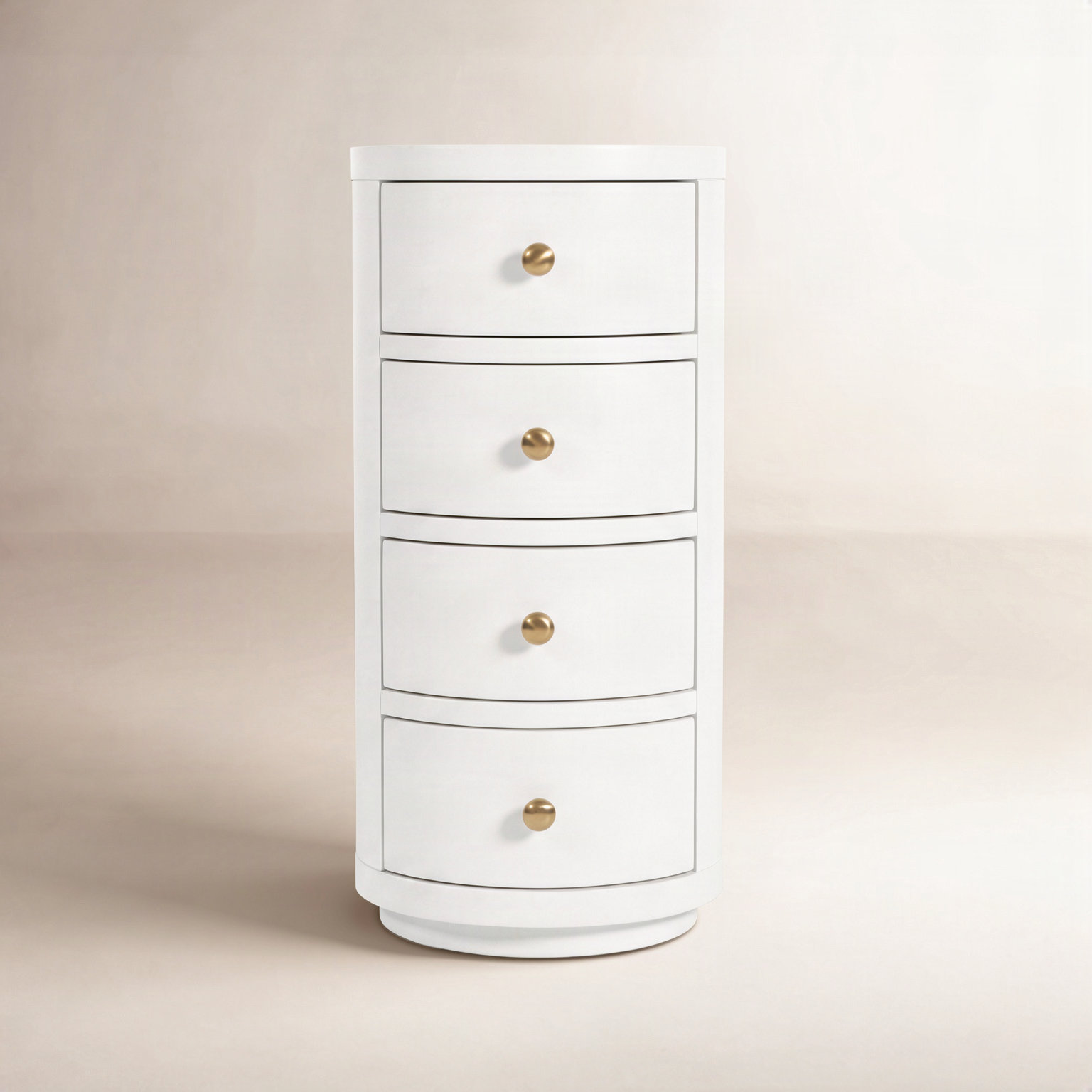 Celine 4-Drawer Acacia End Table, Smooth White