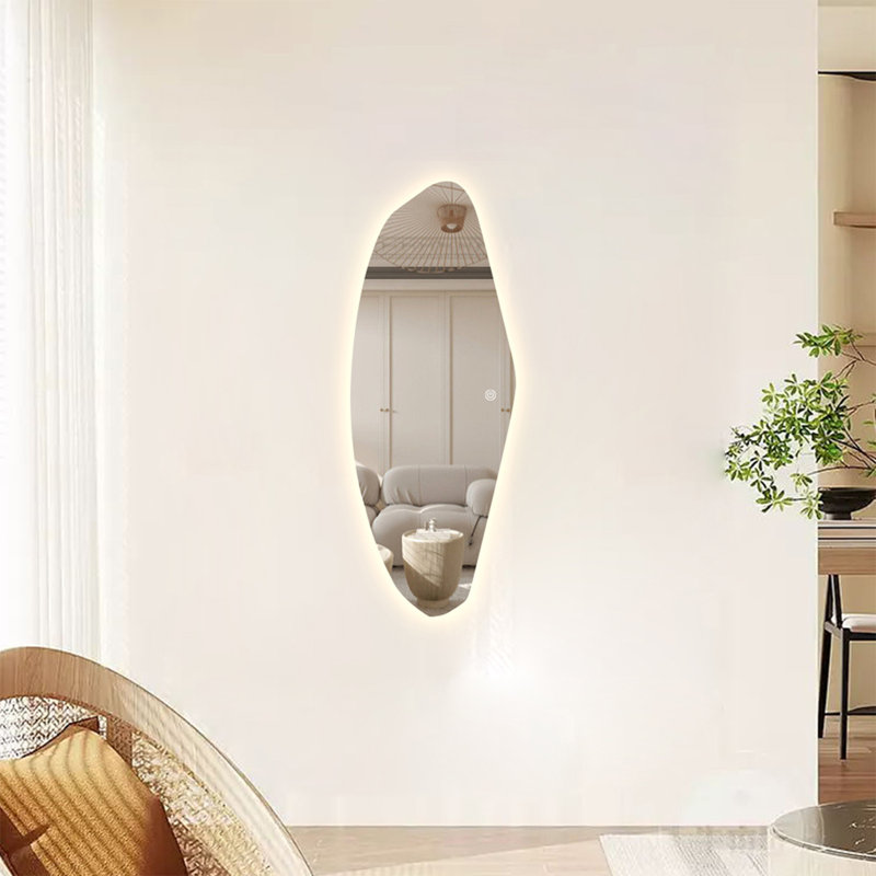 Miroir mural moderne à DEL asymétrique