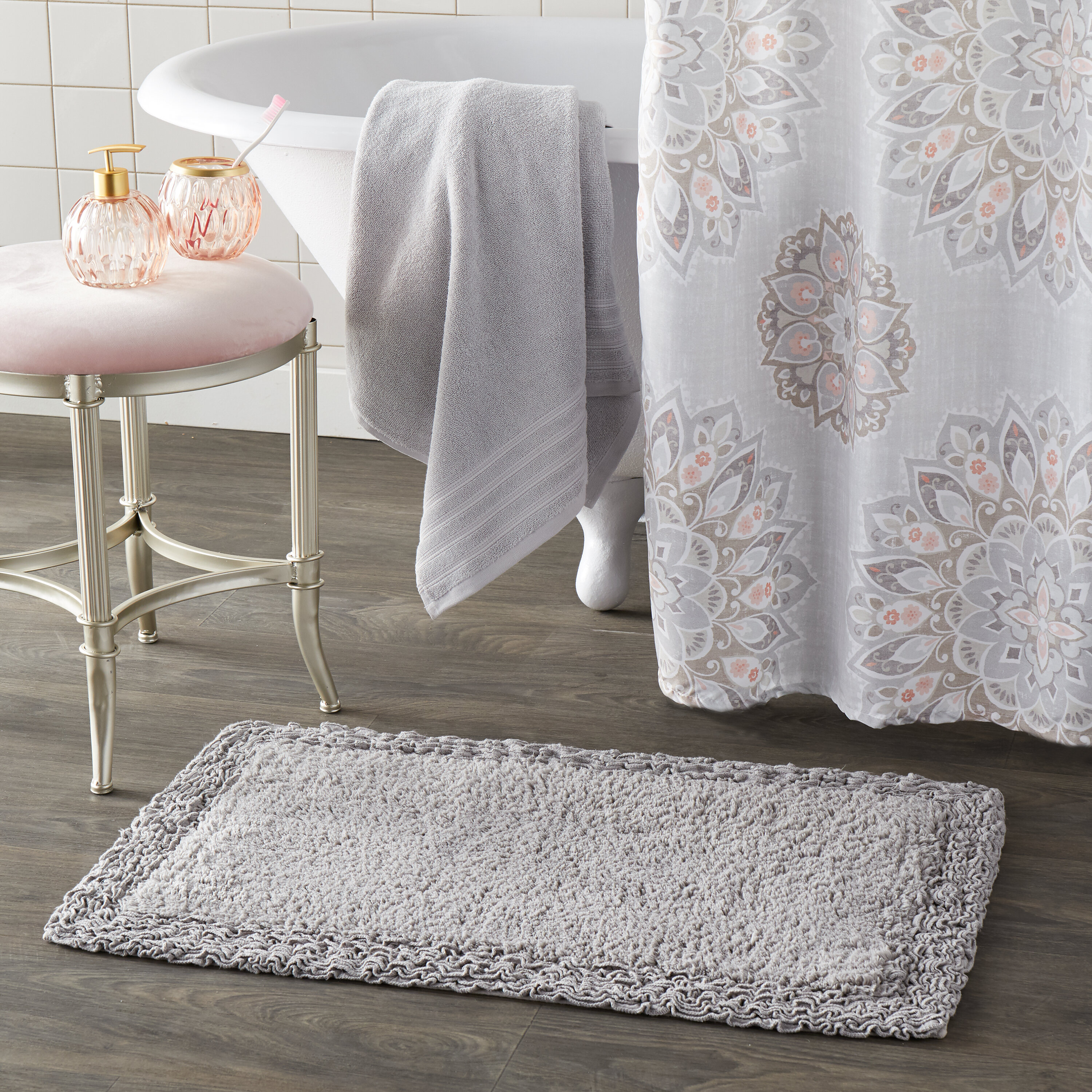 Ebern Designs Egista Microfiber Bath Rug with Non-Slip Backing