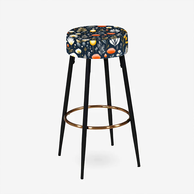 Elodea - Ensemble de 2 tabourets de bar à imprimé, Tribal noir et corail élégant pré