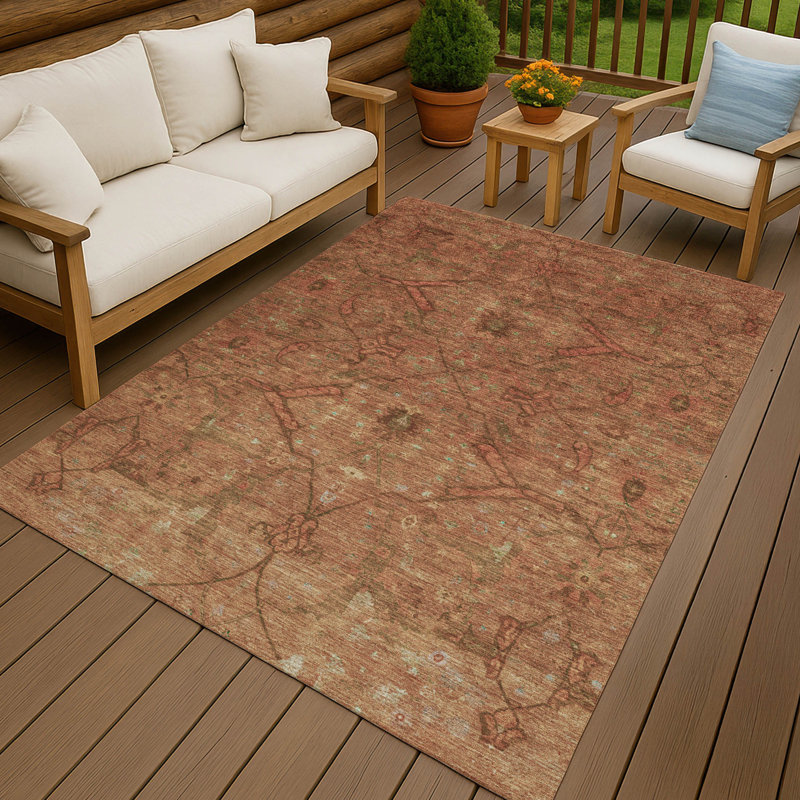 Machine Washable Indoor/Outdoor Efimenko ACN2299 Global Rug, Rectangle 8' x 10'