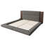 Lit plateforme tapissier de plancher avec tête de lit en bois allongée et tablette de chevet, aucun sommier nécessaire, très grand-97642500