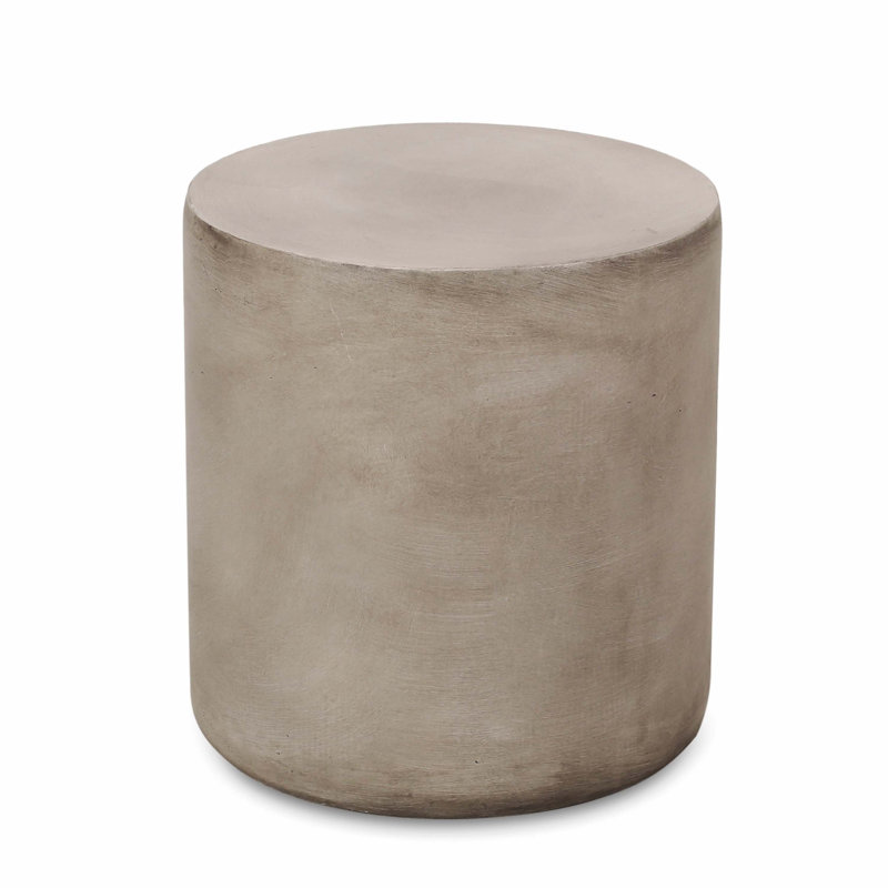 Lightweight Outdoor Concrete Side Table, MGO End Table, Light Gray