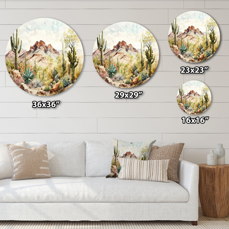Marche - Paysages, art rond en métal, H 16 po x l 16 po