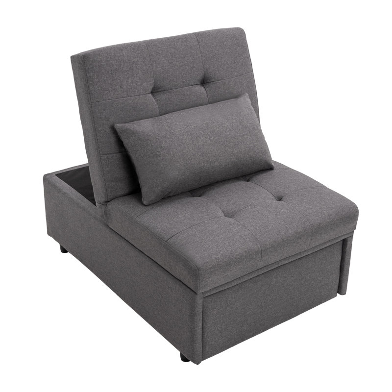 Convertible Accent Chairs, Gray Linen Blend