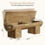  Banc de rangement 55 po avec 2 charnières de sécurité, banc à chaussures de ferme avec rangement rabattable, supporte 350 lb et facile à assembler (naturel)-1437958237