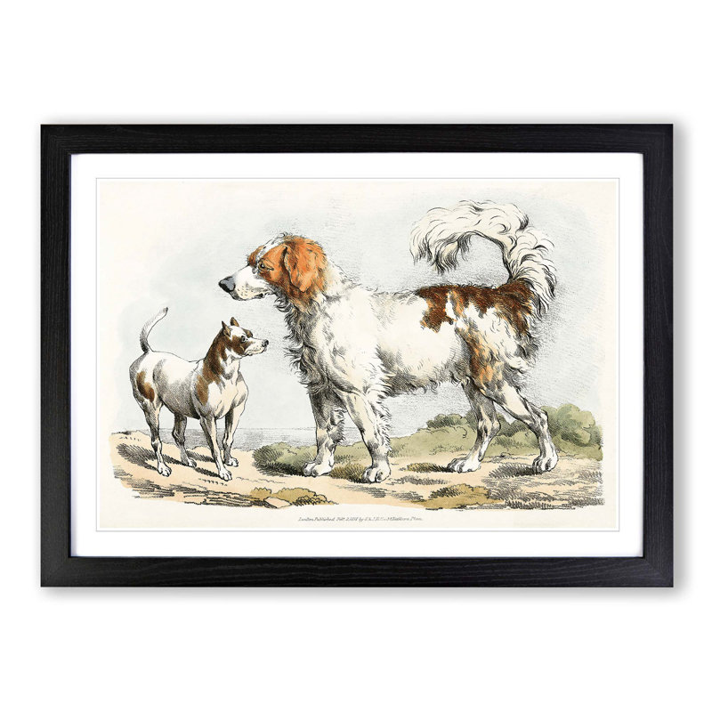 Two Hunting Dogs by Henry Alken - Picture Frame Painting Print, 48cm H x 65cm W x 2cm D, Black Framed