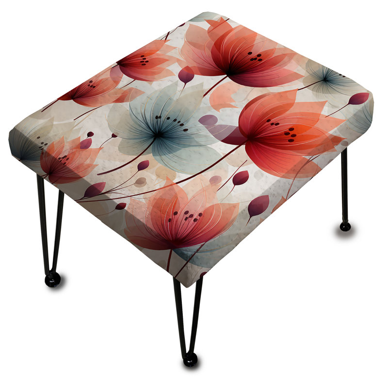 Élégant motif floral rouge - Repose-pieds rectangulaire floral