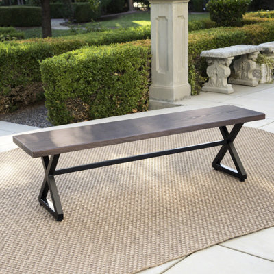 Banc moderne en aluminium industriel pour l'extérieur, option de couleur brune et banc de salle à manger en acier brun, 63,08 po x 15,02 po 17,48 po