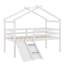 Lit mezzanine bas avec glissade, échelle, barrières de sécurité, cadre de toit de maison-1047112350