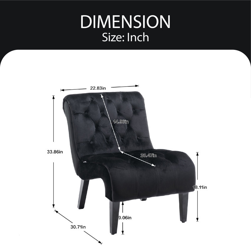 Guendalina Velvet Accent Chair, Black Velvet