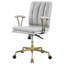 Fauteuil de bureau pivotant confortable en blanc rétro avec une hauteur de siège réglable pour une ergonomie en métal et une position personnalisable