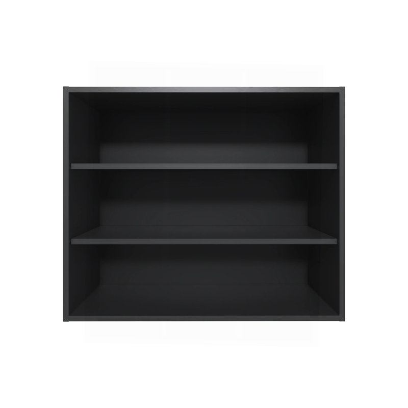 Black Wall Cabinet With Open Storage, Black