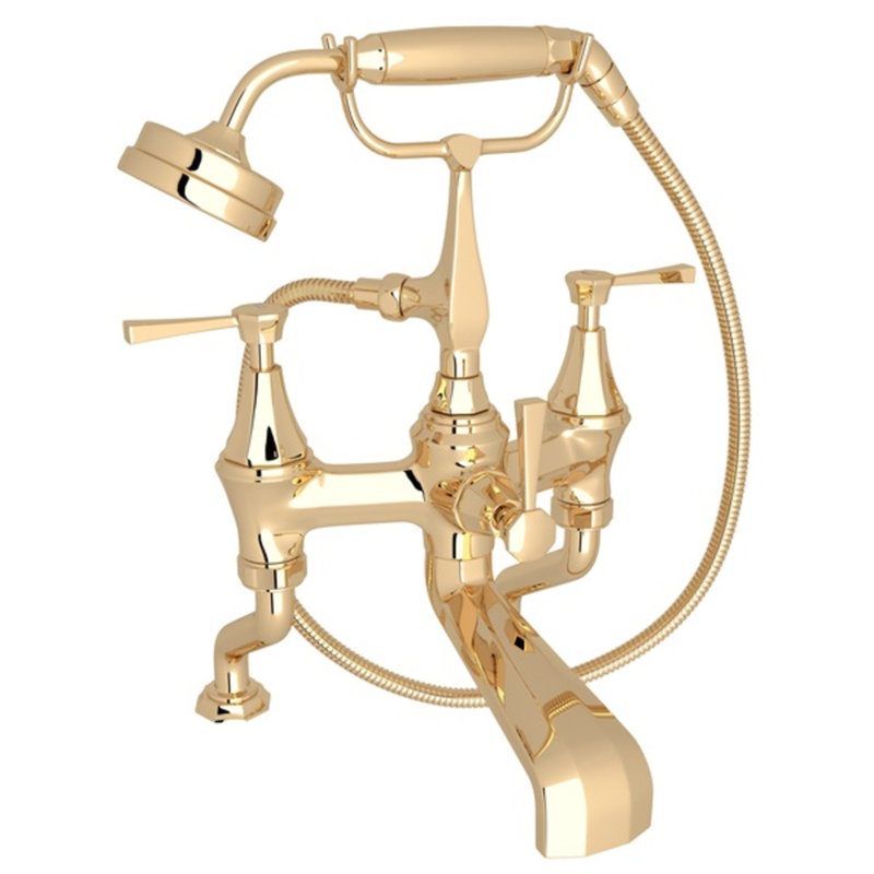 Deco™ Exposed Deck Mounted Clawfoot Tub Faucet, English Gold, Lever Handle