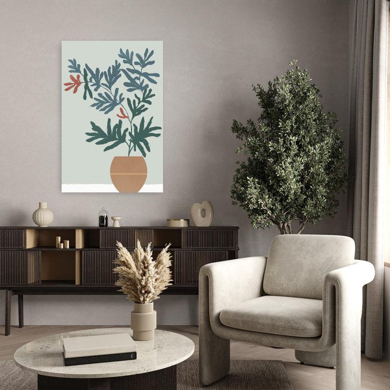 Jardinière d'été II, art moderne abstrait et minimaliste, H 36 po x l 24 po
