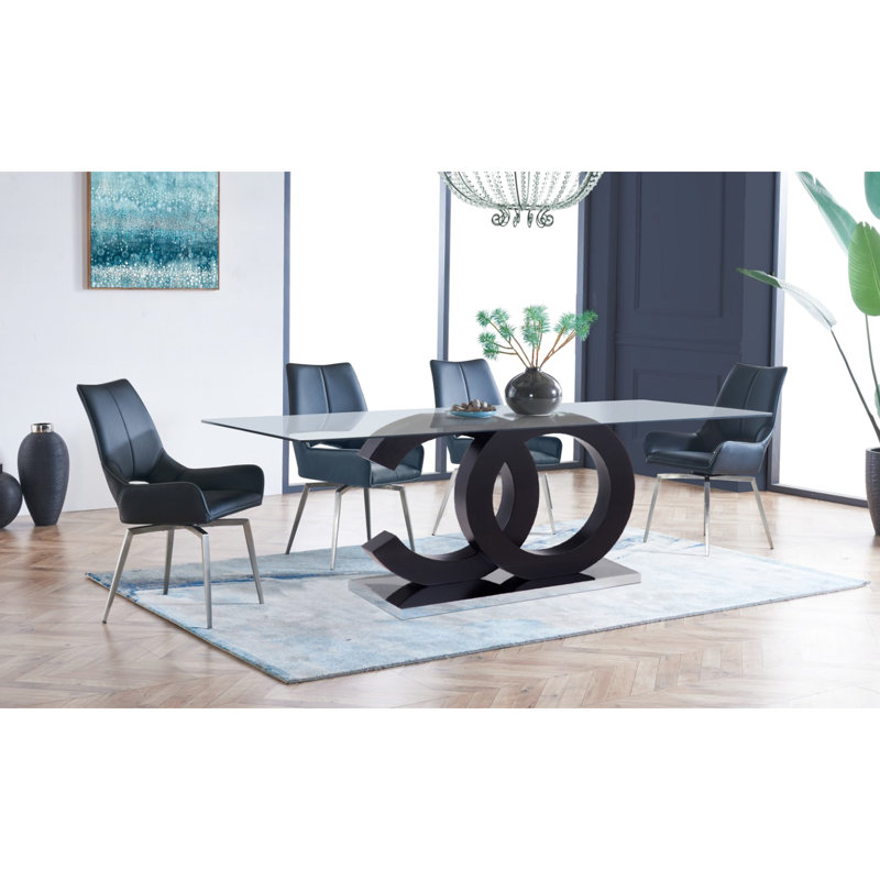 2 chaises de salle à manger pivotantes noires - rectangulaires, rembourrées de mousse, rembourrées pour un espace décontracté, 2 sièges rectangulaires couverts,