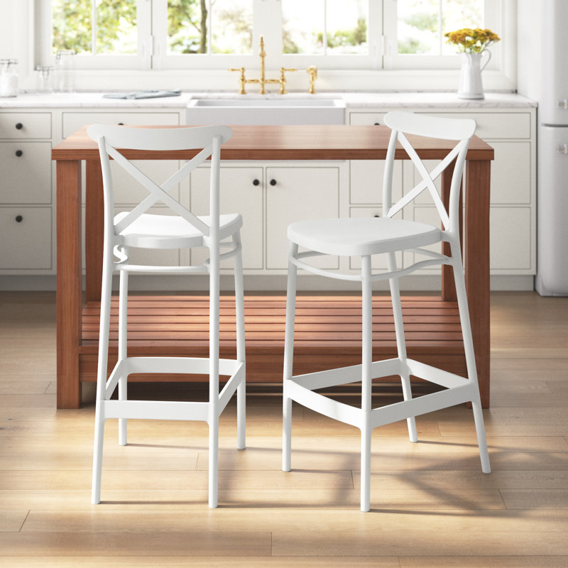 Tabouret Bijou, Blanc, Tabouret de bar (siège d'une hauteur de 29,5 po)