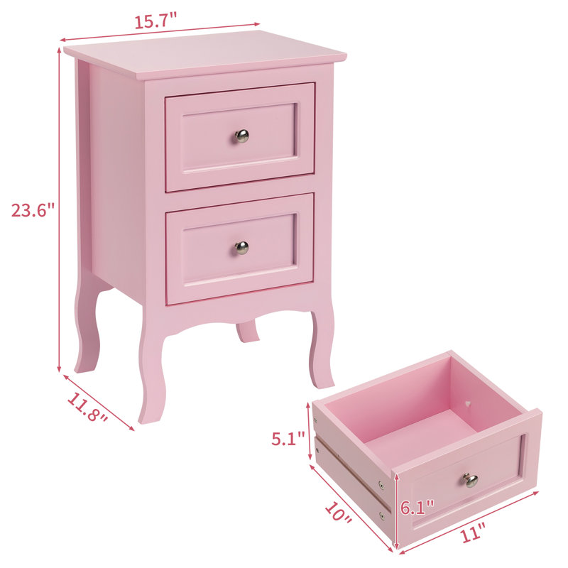 Armoire de rangement à 2 tiroirs Authement , Rose, Individuel