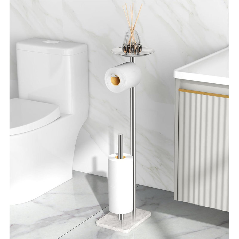 Porte-papier hygiénique sur pied, Nickel brossé