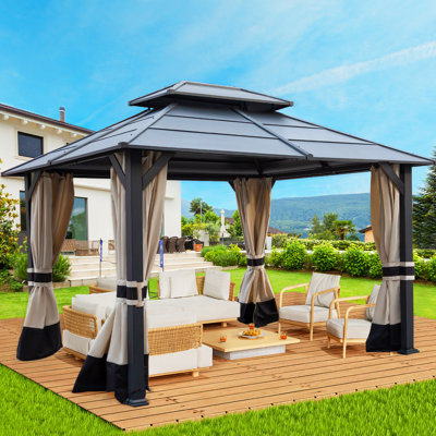 Abri de jardin pour patio en métal en aluminium mesurant l 16 pi x P 12 pi