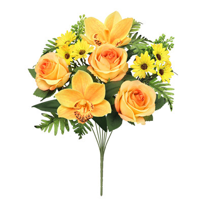 Bouquet de tiges de fleurs artificielles et orchidées roses