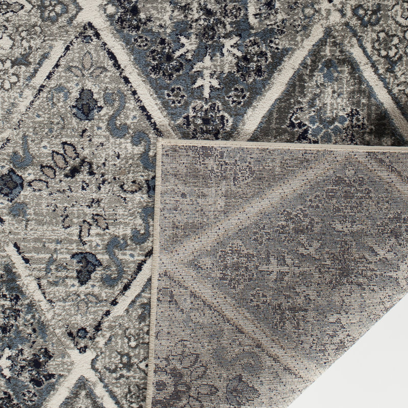 Tapis bleu / gris Marilyn, Rectangle 7 pi 10 po x 9 pi 10 po