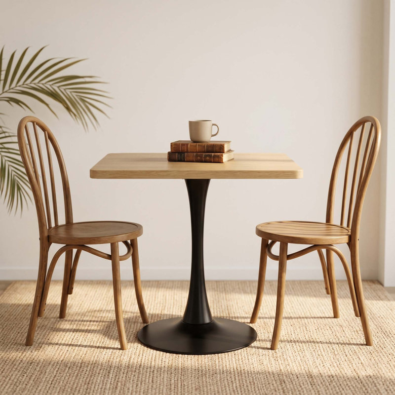 Table bistro Tulip, 28.7" H x 27.6" W x 19.7" D, Natural / Black