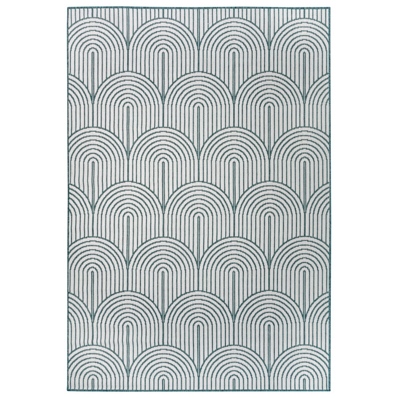 Pangli Machine Woven Green/White Indoor/Outdoor Rug, Rectangle 160 x 230cm