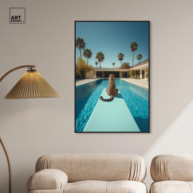 Art, art moderne, toile de tigre moderne, H 46 po x l 31 po, Cadre flottant noir