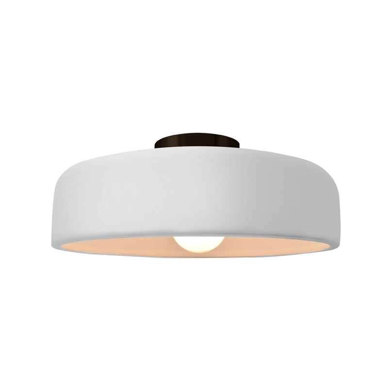 Plafonnier semi-encastré Radiance, Noir mat, H 6 po x l 13 po x P 13 po, Blanc brillant / blanc brillant