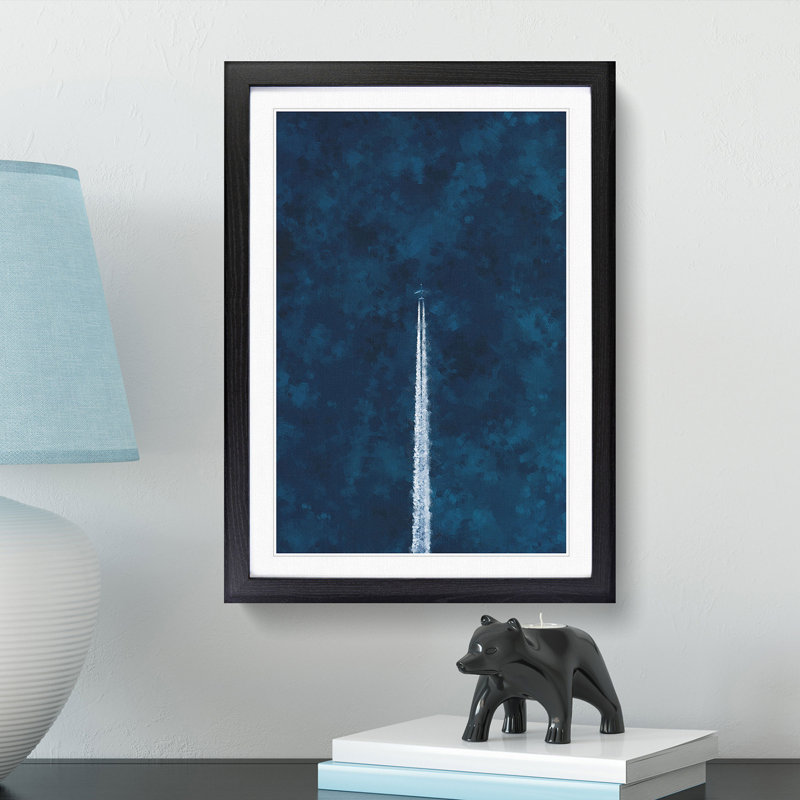 Contrails from the Airplane - Picture Frame Painting Print, 33cm H x 24cm W x 2cm D, Black Framed