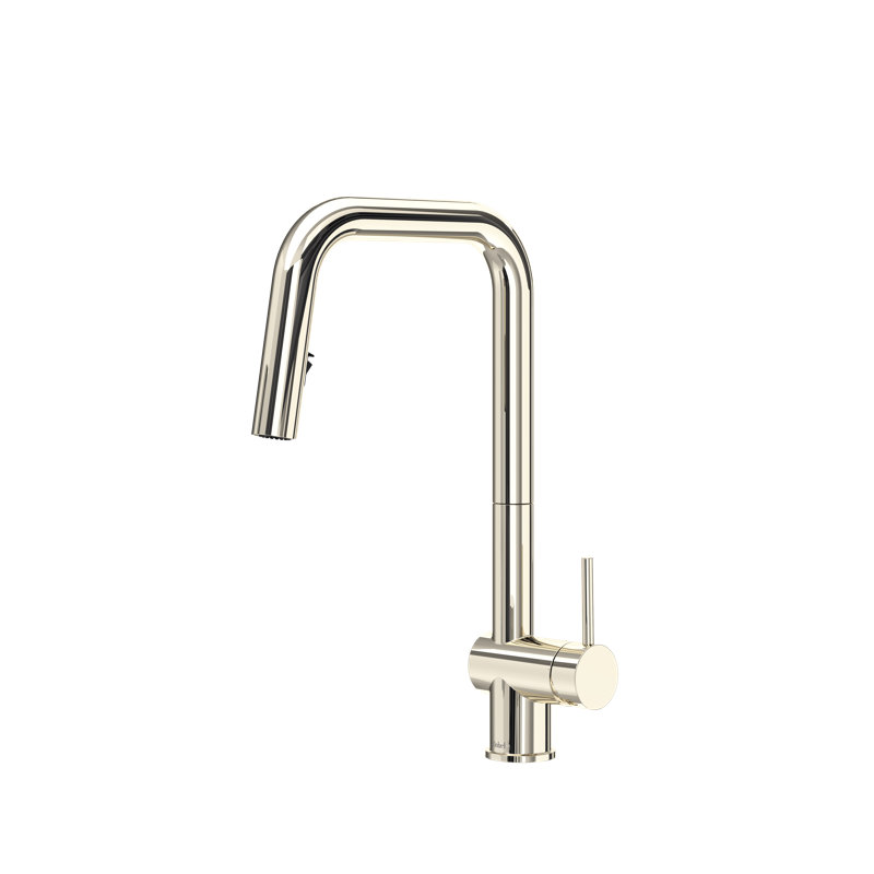 Robinet de cuisine escamotable Azure avec bec en U, Nickel poli